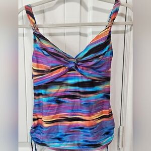 Multicolor Striped Women's Tankini Top